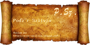 Poór Szilvia névjegykártya